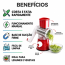 Fatiador e Ralador 3 em 1 com 3 Lâminas Inox para Legumes, Frutas e Queijos