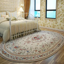 Tapete Oval de Pelúcia – Estilo Europeu Floral Pastoral